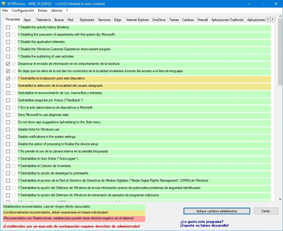 Cómo se usa Win10Privacy para controlar la privacidad en Windows » MuySeguridad. Seguridad informática. 2 Win10Privacy